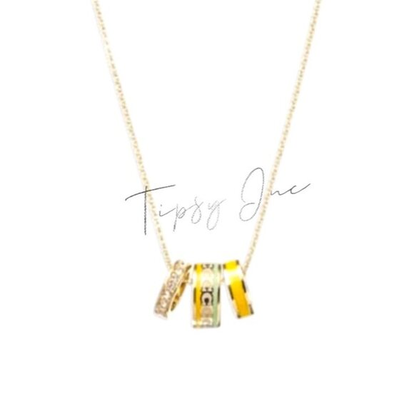 NEW! Coach Gold-Tone Multi-Ring Pendant Necklace With Logo & Crystal Accents - Picture 5 of 7